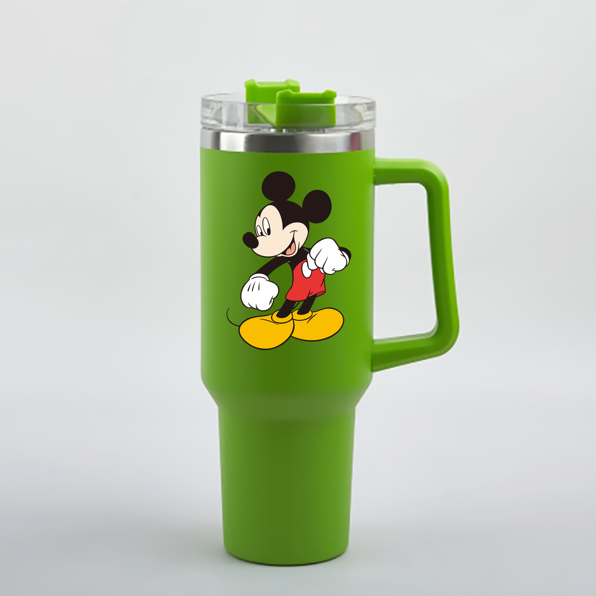 （画像用） ミッキーマウス Mickey Mouse 1200mL車用タンブラー - クリスタルステッカー（プラスチックストロー付き）